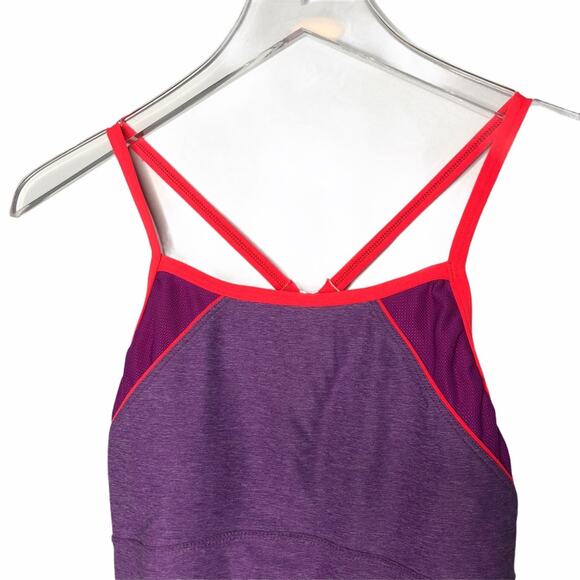 Speedo Heathered Clip Back One Piece Swim Purple 4 - Picture 2 of 11